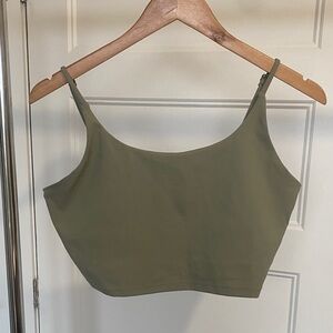 Olive Green Women’s Cropped Tank Top - Adjustable Straps